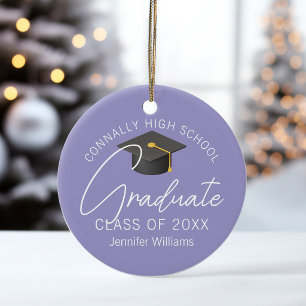 Elegant Lavender Graduation Photo Personalised Ceramic Tree Decoration
