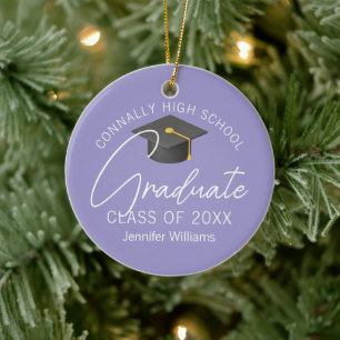 Elegant Lavender Graduation Photo Personalized Ceramic Tree Decoration