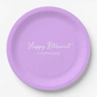 Elegant Lavender Happy Retirement Paper Plate