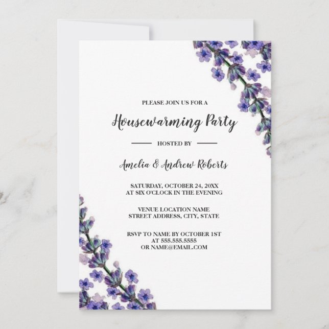 Elegant Lavender Housewarming Party Invitation (Front)