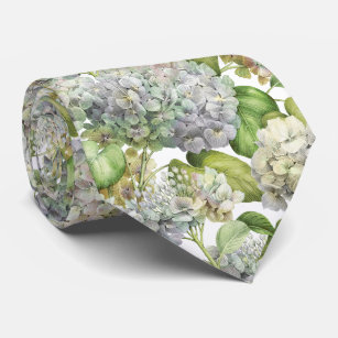 Elegant Lavender Hydrangea  Floral Pattern Wedding Tie