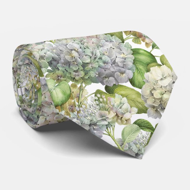 Elegant Lavender Hydrangea  Floral Pattern Wedding Tie (Rolled)