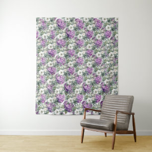 Elegant Lavender Hydrangeas & Eucalyptus Backdrop Tapestry