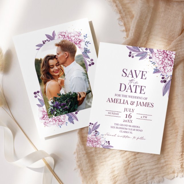 Elegant Lavender Lilac Photo Arch Boho Invitation (Creator Uploaded)