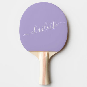 Elegant Lavender Lilac Script Name Personalised Ping Pong Paddle