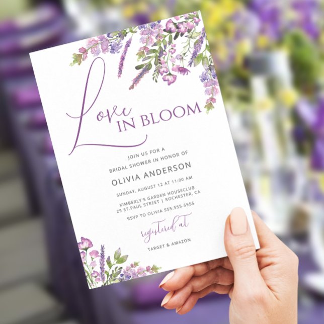 Elegant Lavender Love in Bloom Bridal Shower Invit Invitation (Creator Uploaded)