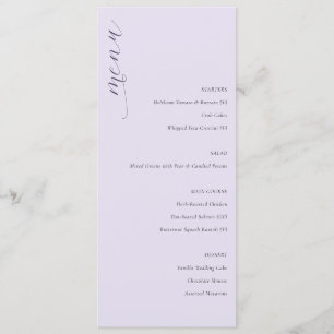 Elegant Lavender Minimalist Menu