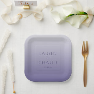 Elegant Lavender Minimalist Names Paper Plate