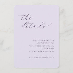 Elegant Lavender Minimalist Wedding Enclosure Card