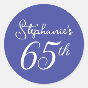 Elegant Lavender Monogram 65th Birthday Party Classic Round Sticker