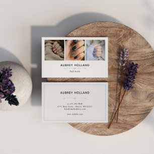Elegant Lavender Nail Artist Photo Collage Business Card