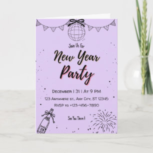 Elegant Lavender New Year's Eve Greeting Card   Mo