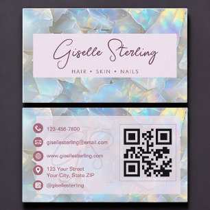 Elegant Lavender Opal QR Code Professional Business Card