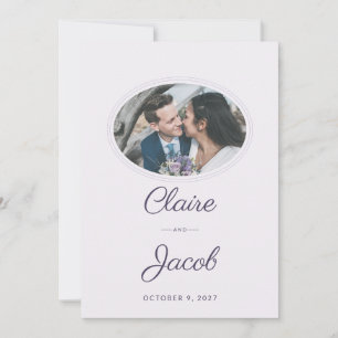 Elegant Lavender Oval Photo Wedding Invitation