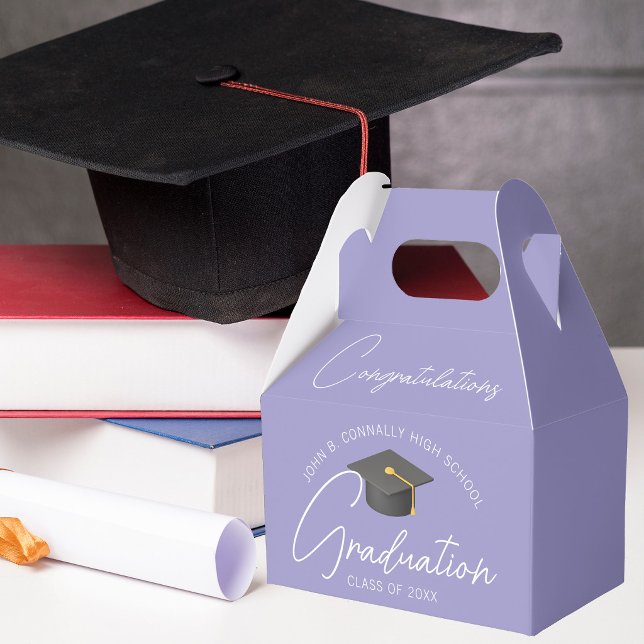 Elegant Lavender Personalised Graduation Party Favour Box (Creator Uploaded)
