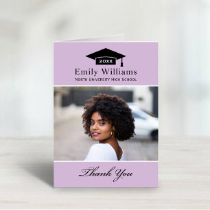 Elegant Lavender Personalised Graduation Photo Thank You Card
