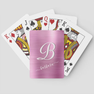 Elegant Lavender Pink Monogram Name Playing Cards