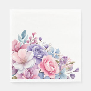 Elegant Lavender & Pink Watercolor Floral Napkins