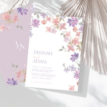 Elegant Lavender Pink Whimsical Wildflower Wedding