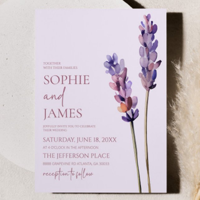 Elegant Lavender Plant Branch Flower Wedding Invitation (Creator Uploaded)