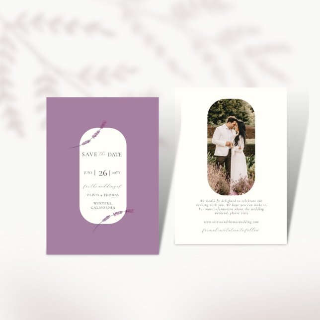 Elegant Lavender Plant Photo Wedding Save the Date Invitation (Creator Uploaded)