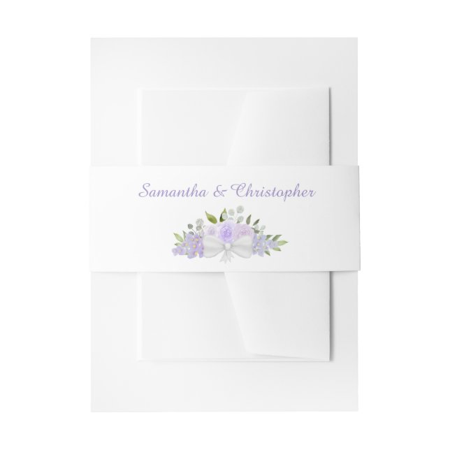 Elegant Lavender Purple Boho Chic Floral Wedding Invitation Belly Band (Front Example)