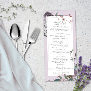 Elegant Lavender Purple Botanical Garden Menu