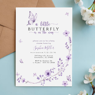 Elegant Lavender Purple Butterfly Baby Shower Invitation