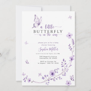 Elegant Lavender Purple Butterfly Baby Shower Invitation