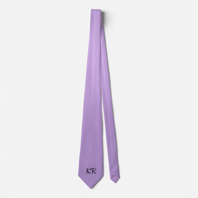 Elegant Lavender Purple Classic Monogram Initials Tie (Front)