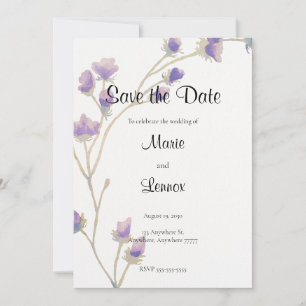 Elegant Lavender & Purple Floral Vine Save the Dat Date