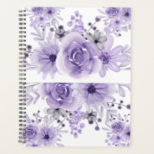 Elegant Lavender Purple Floral Watercolor  Planner