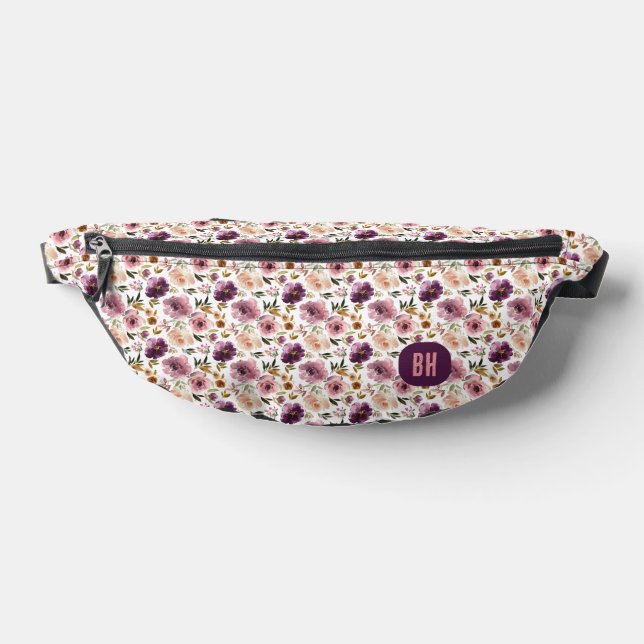 Elegant Lavender Purple Pink Roses Floral Bum Bags (Lay Down)