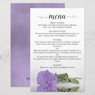 Elegant Lavender Purple Rose Budget Wedding Menu