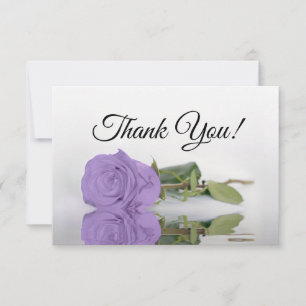 Elegant Lavender Purple Rose Simple Wedding Thank You Card