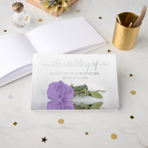 Elegant Lavender Purple Rose Small Wedding Foil Guest Book