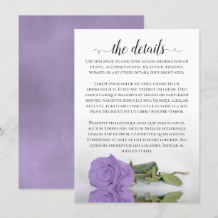 Elegant Lavender Purple Rose Wedding Details Enclosure Card