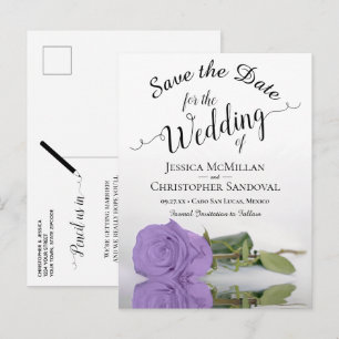Elegant Lavender Purple Rose Wedding Save the Date Announcement Postcard