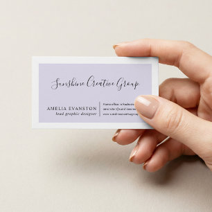Elegant Lavender Purple Script Professional Business Card
