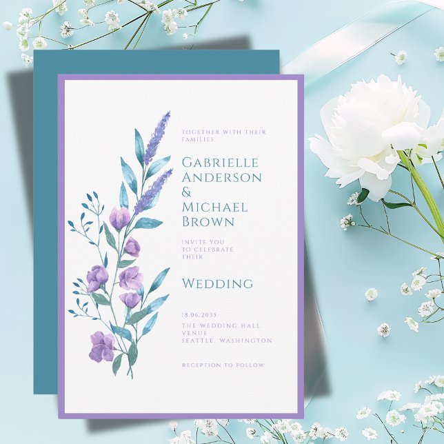 Elegant Lavender Purple Watercolor Wedding Card (Creator Uploaded)