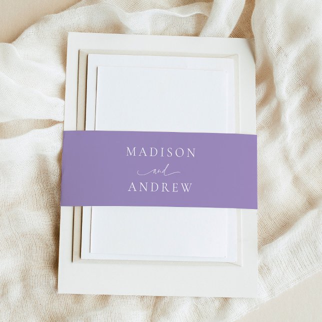 Elegant Lavender Purple Wedding Invitation Belly Band (Creator Uploaded)