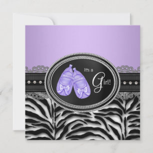 Elegant Lavender Purple Zebra Baby Shower Invitation