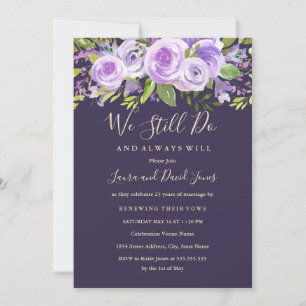 Elegant Lavender Rose Floral Wedding Vow Renewal Invitation