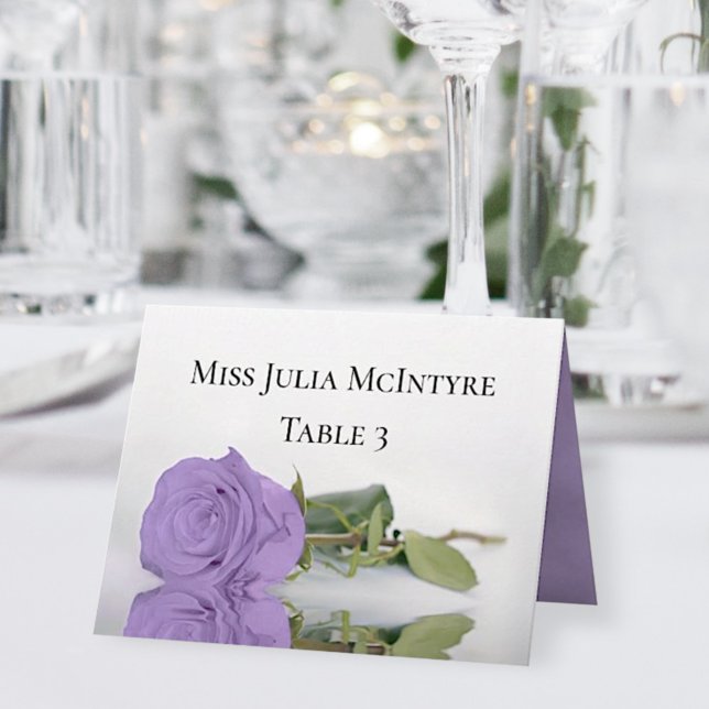 Elegant Lavender Rose Wedding DIY Fold Place Card (Creator Uploaded)