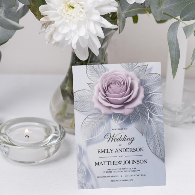 Elegant Lavender Rose Wedding Invitation (Creator Uploaded)