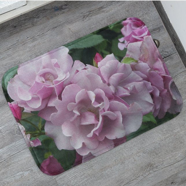 Elegant Lavender Roses Floral Bath Mat (In Situ)