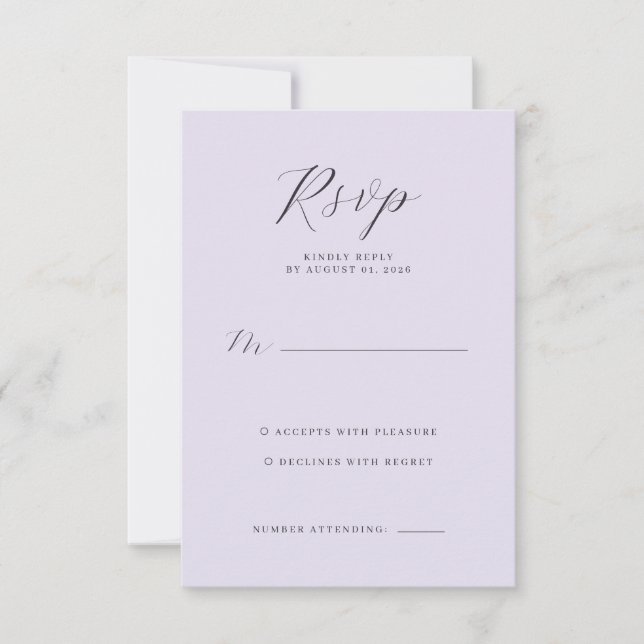 Elegant Lavender RSVP Card (Front)