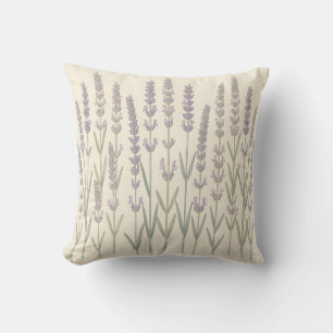 Elegant Lavender Stalks Soft Purple Botanical  Cushion