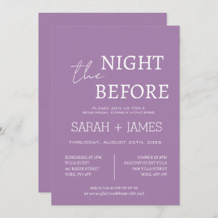 Elegant Lavender the Night Before Dinner Wedding Invitation