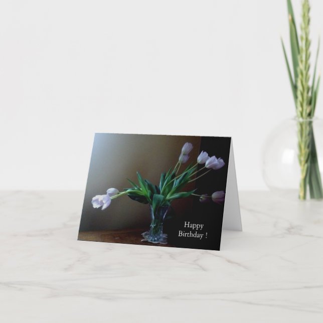 Elegant Lavender Tulip Birthday Card (Front)